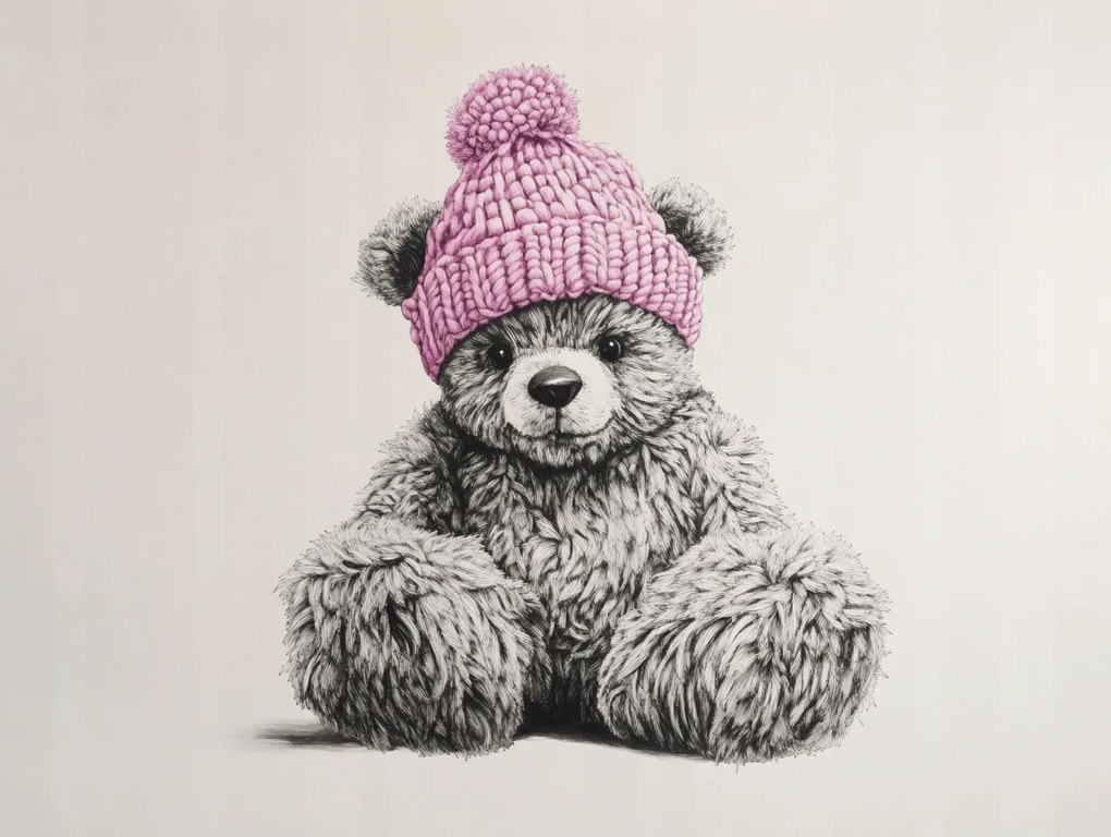 Vászonkép Canvas Mackó Plüss Játék Mackó Sapka Rózsaszín 80x60