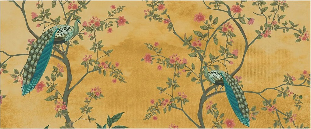 Fotótapéta Flizelina Nappali és Hálószoba Páva fák 250x104 Ragasztó