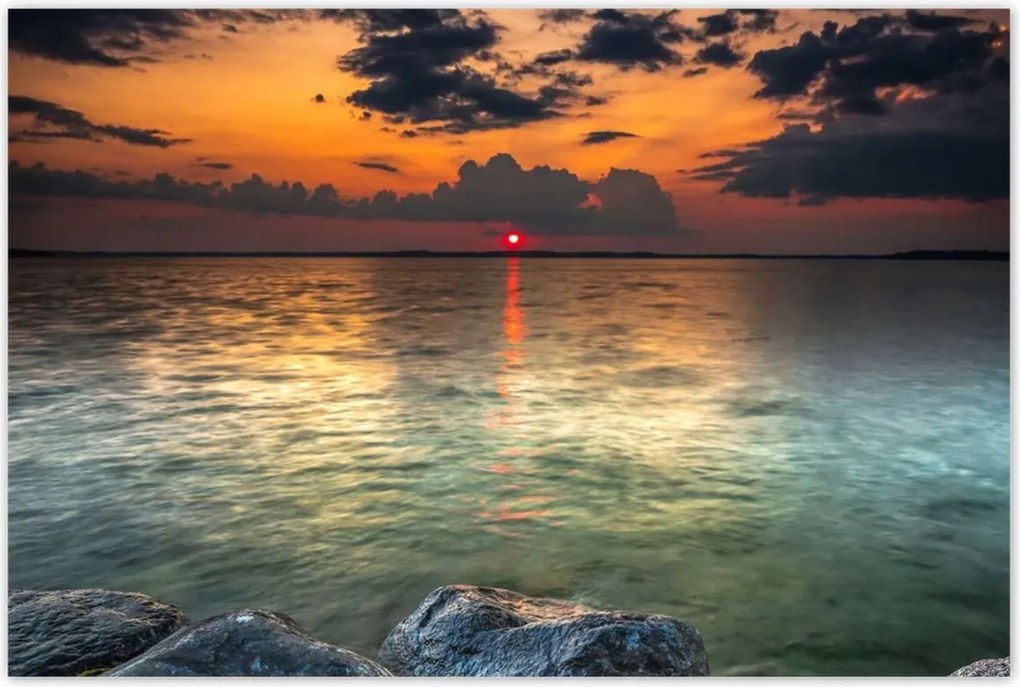 Poszterek 120x80 Sziklák Tenger Nap