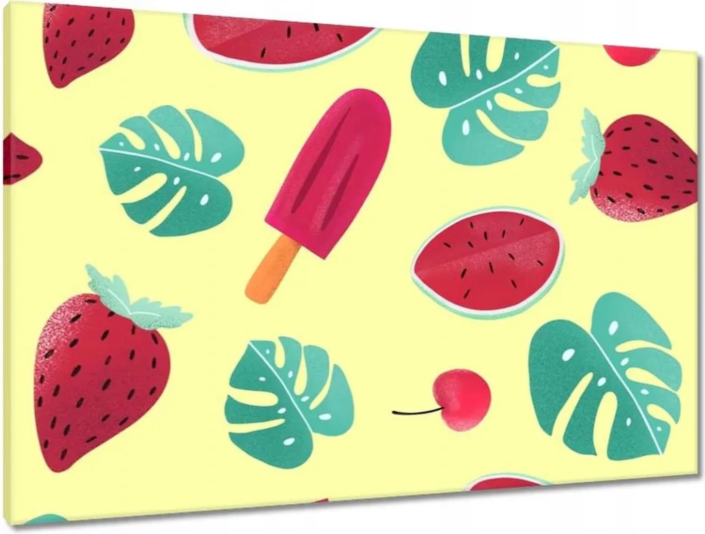 Vászonkép 90x60 Monstera Levél Fagylalt Görögdinnye