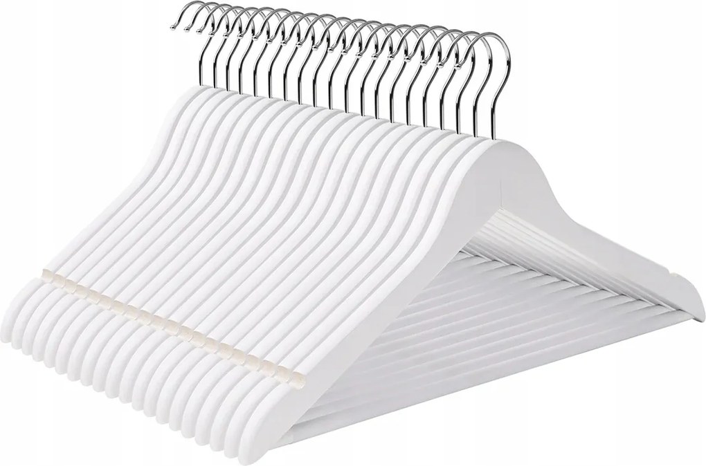 Ruhaakasztó fa szett 20 db-os csúszásgátló rúd fehér