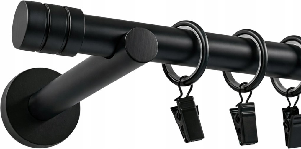 Függönykarnis Szimpla Fém 19 mm Fekete Matt 120 cm Marógép Béka Szett