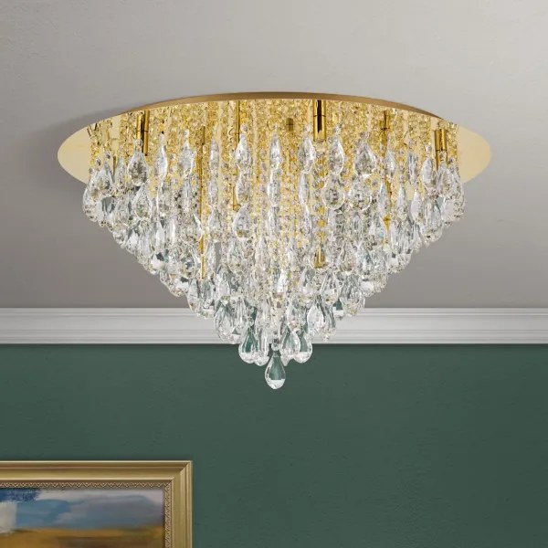 Orion DLU 2516/75-Kristály mennyezeti lámpa CELESTE 12xG9/40W/230V átm. 75 cm arany