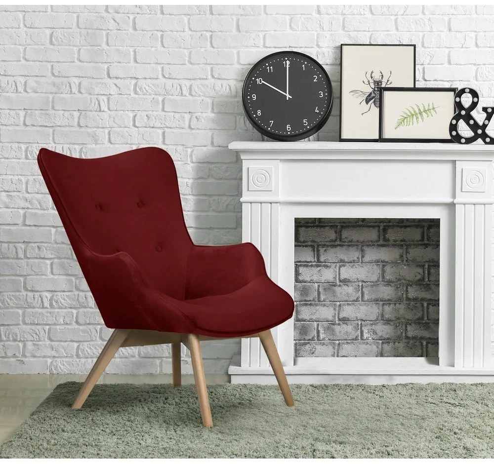 Piros bársony fotel Niko – Ropez