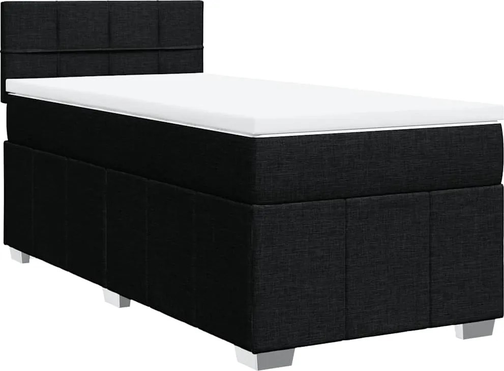 vidaXL fekete szövet rugós ágy matraccal 80 x 200 cm