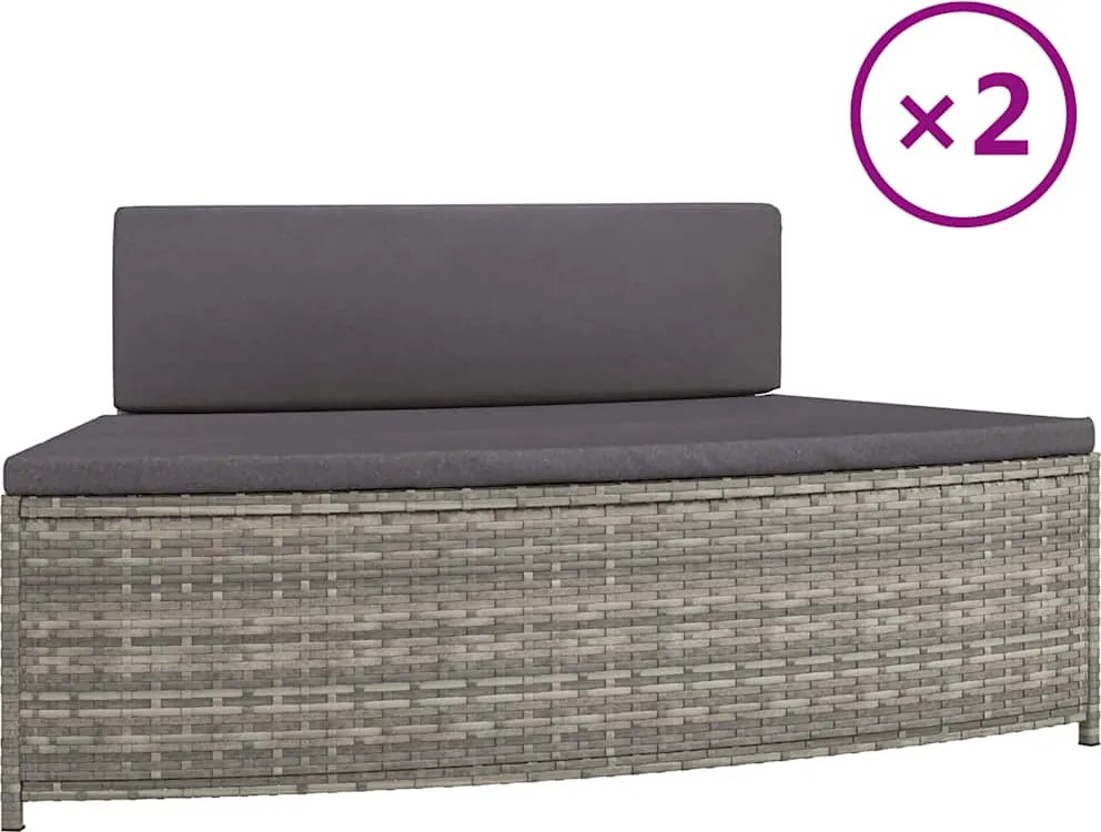 vidaXL 2 db szürke polyrattan pezsgőfürdő pad párnával