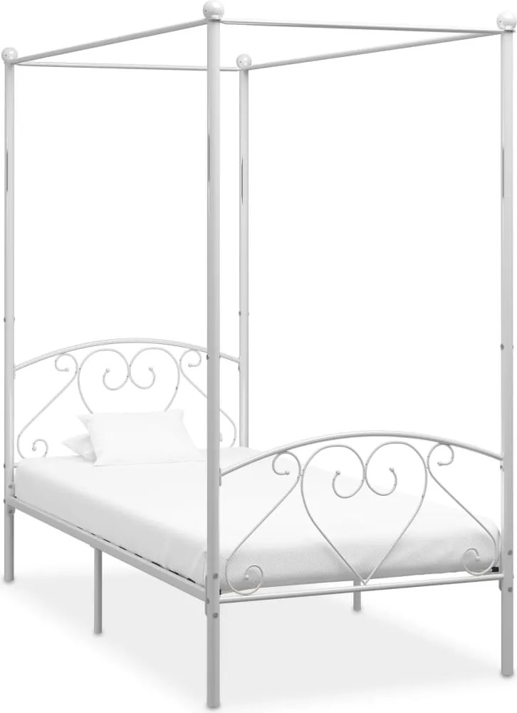vidaXL fehér fém baldachinos ágykeret 100 x 200 cm