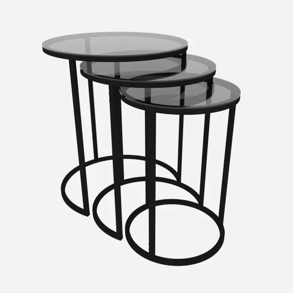 KÉSZLET 3x Kisasztal ALYA átm. 34/42/50 cm fekete