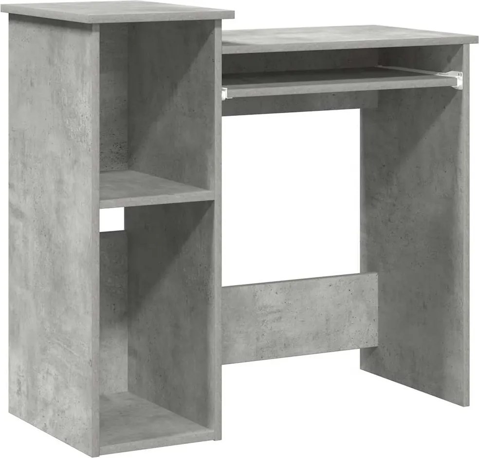 vidaXL betonszürke forgácslap íróasztal polcokkal 84x40x78 cm