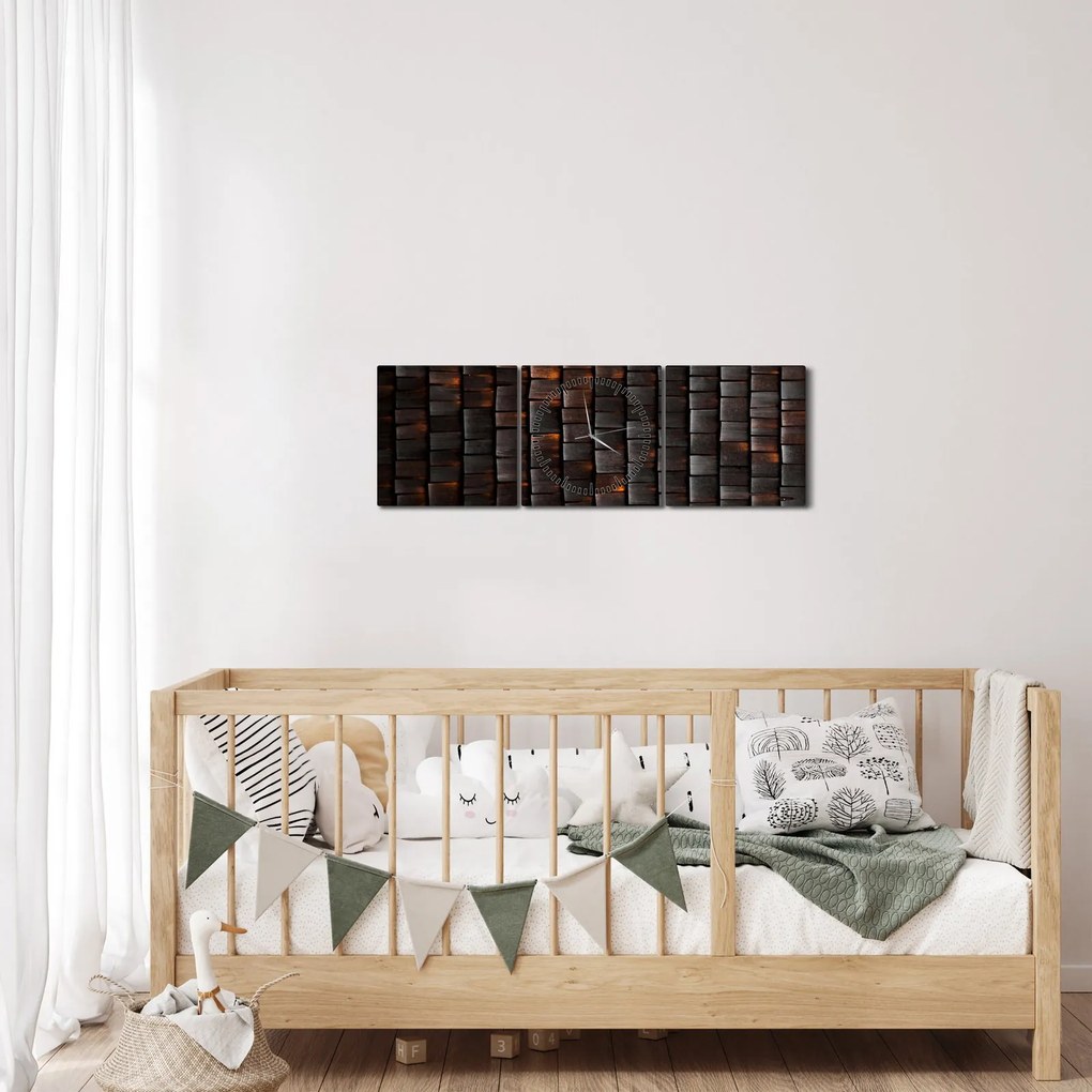 Modern absztrakt kép (órával) (90x30 cm)