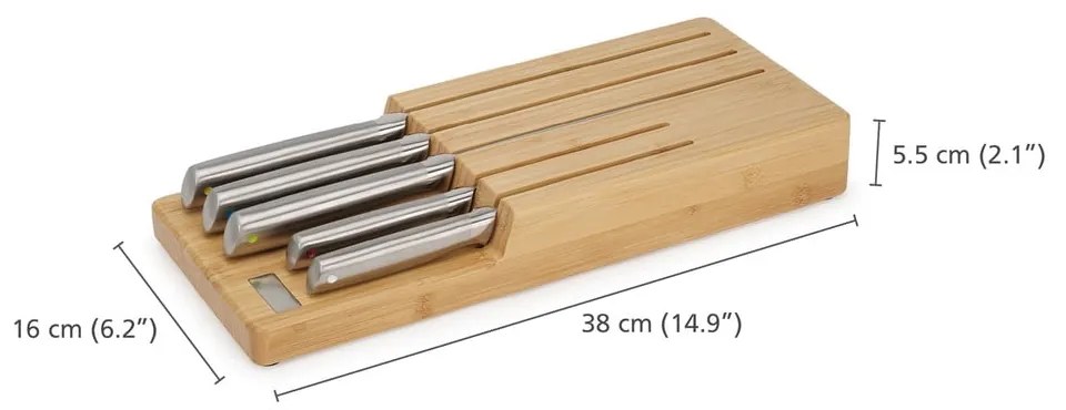 Rozsdamentes acél kés készlet tartóval 5 db-os Elevate Bamboo – Joseph Joseph