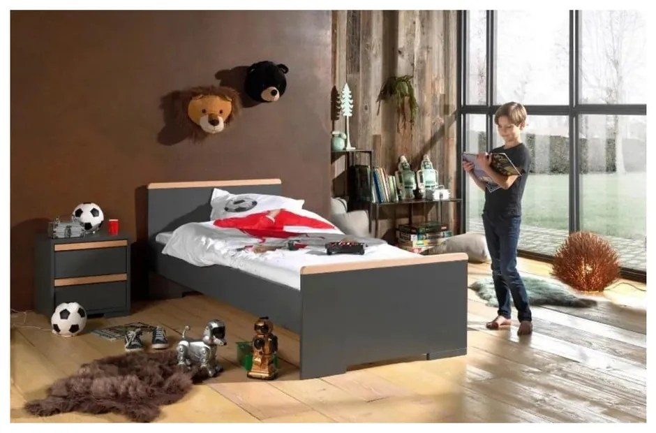 Sötétszürke gyerek éjjeliszekrény London – Vipack