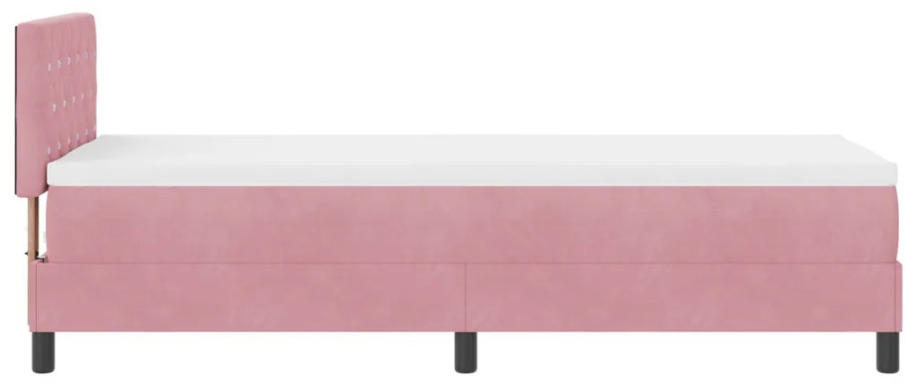 Boxspring Ágy Matraccal Rózsaszín 80x200 cm Bársony