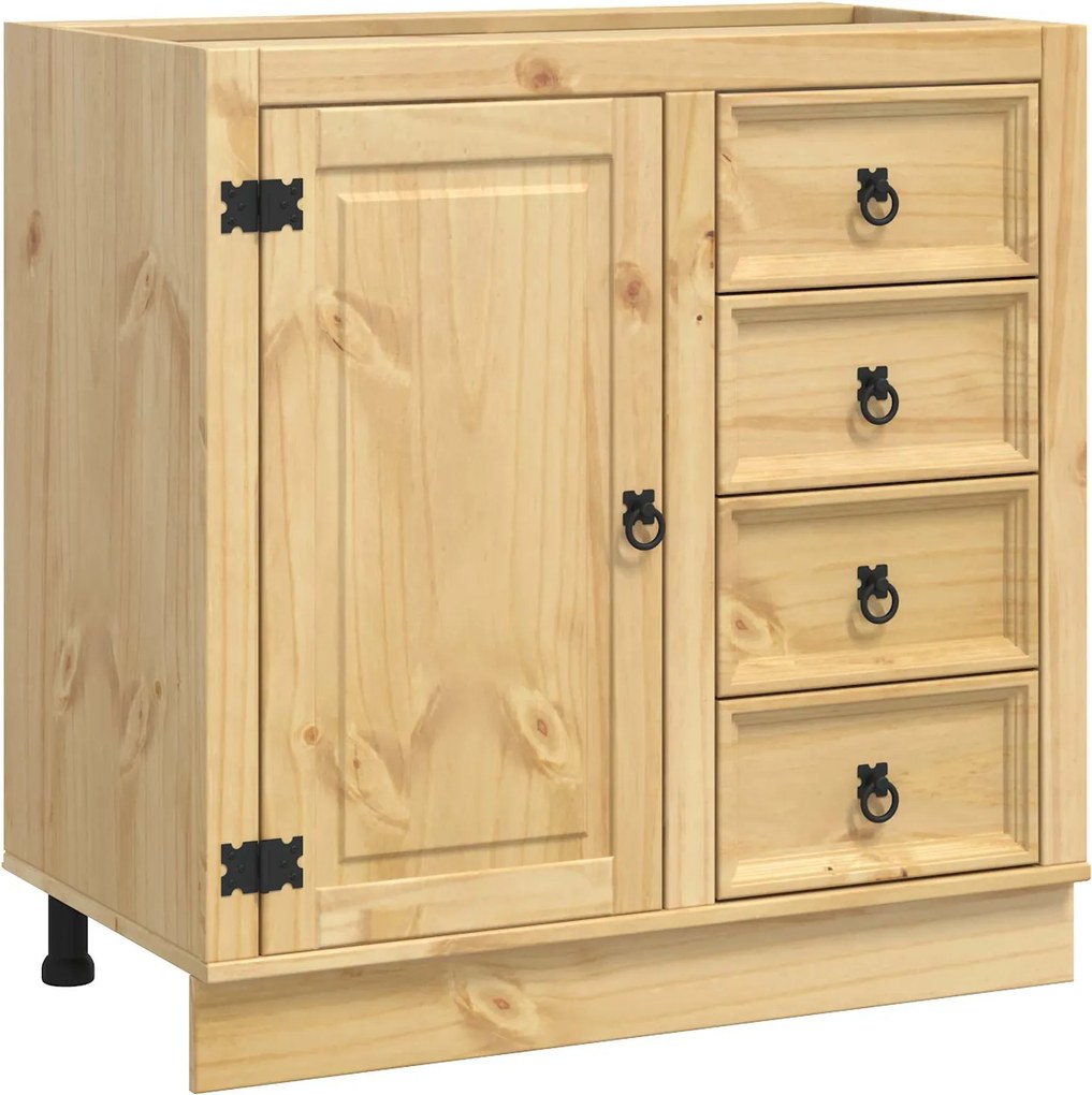 vidaXL Cabinet fiókkal SKI Mézes Barna 80 x 46 x 81 cm Tömör fenyőfa