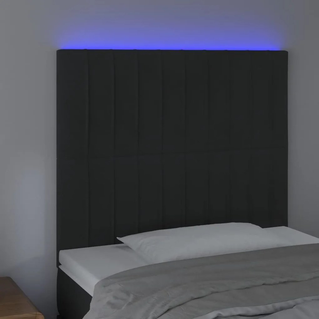 fekete bársony LED-es fejtámla 90x5x118/128 cm