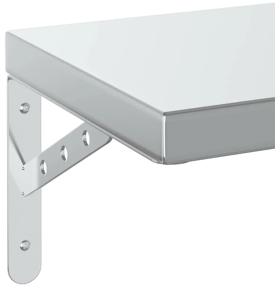 2 db ezüstszínű rozsdamentes acél fali polc 100 x 23,5 cm