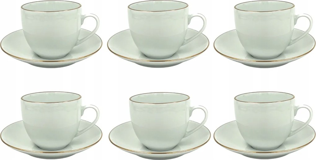 6 db-os csésze szett csészealjjal 320 ml Base Gold Bogucice arany csíkkal