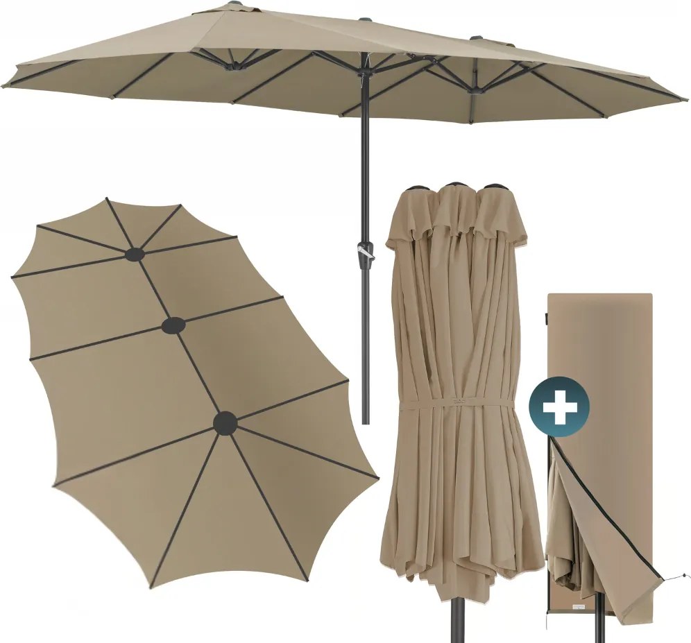 MIAMI dupla napernyő, 460x270 cm, barnásszürke (taupe) Kingsleeve