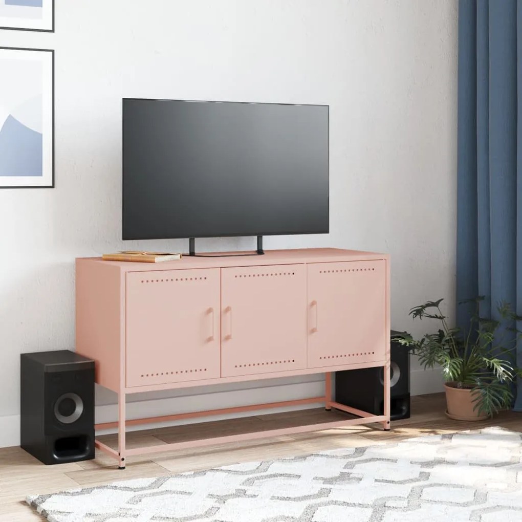 rózsaszín acél TV-szekrény 100,5x39x60,5 cm
