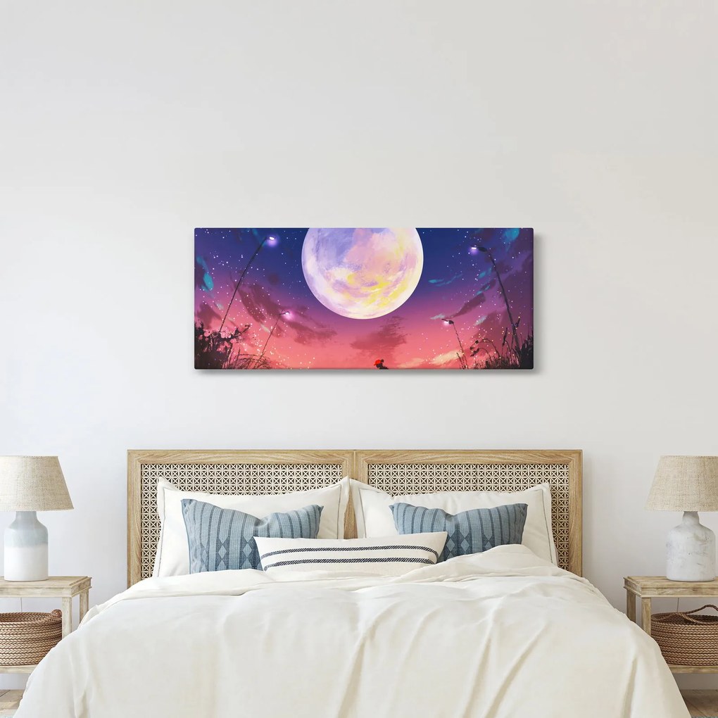 Kép - Nő és kutya teliholdkor (120x50 cm)