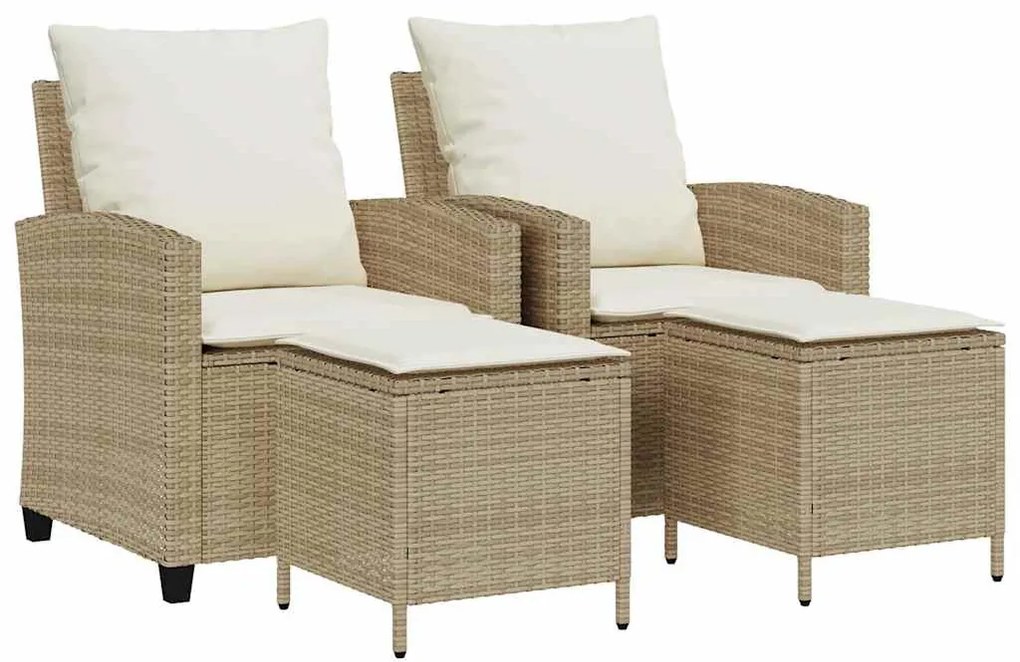 4 részes bézs polyrattan kerti ülőgarnitúra párnákkal