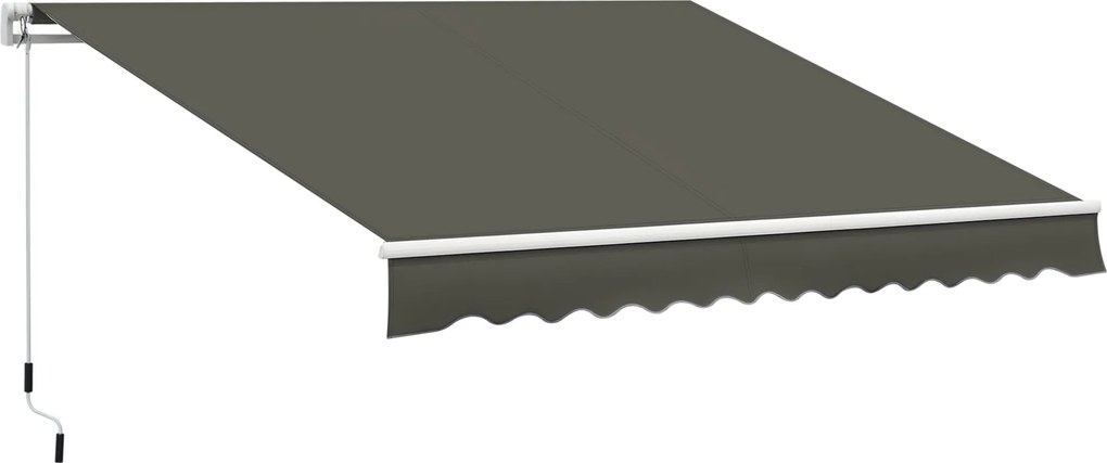 Outsunny Karos Kihúzható Napellenző 350x250 cm Terasz Napernyő Vízálló és UV-védett Fém Kurblival Kültéri Rolós Napellenző | Aosom