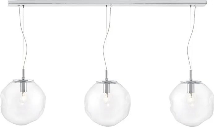 KASPA 10426309 AVIA Többágú Függesztett Lámpa Króm, Átlátszó E27 IP20