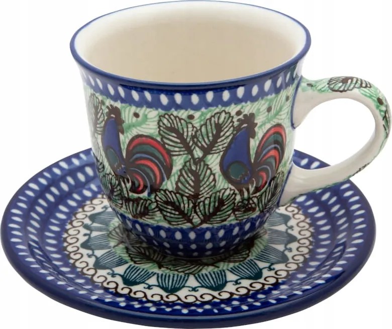 200 ml-es csésze csészealjjal Ceramika Artystyczna Boleszláv U2664 Kakasok
