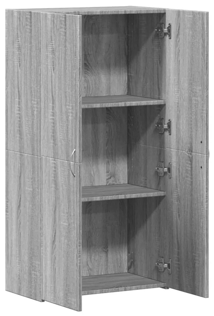 szürke sonoma színű szerelt fa irattartó szekrény 60x32x115 cm