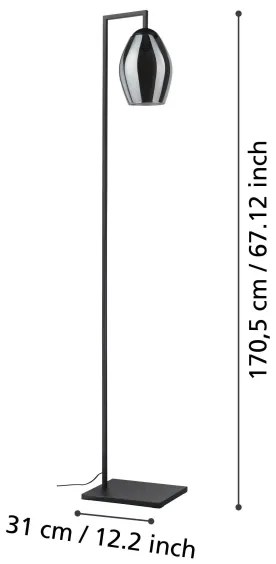 Eglo 390256 - Állólámpa ESTANYS 1xE27/40W/230V füstös
