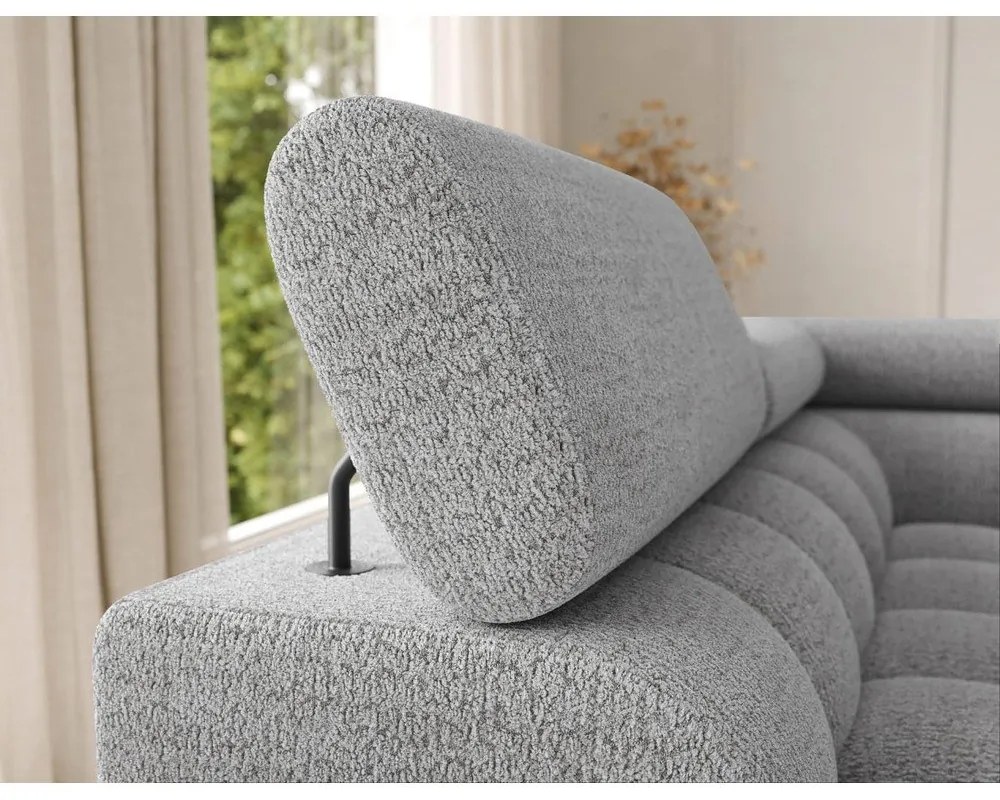 Szürke buklé kinyitható sarokkanapé (bal oldali-U alakú) Feraria – ELTAP