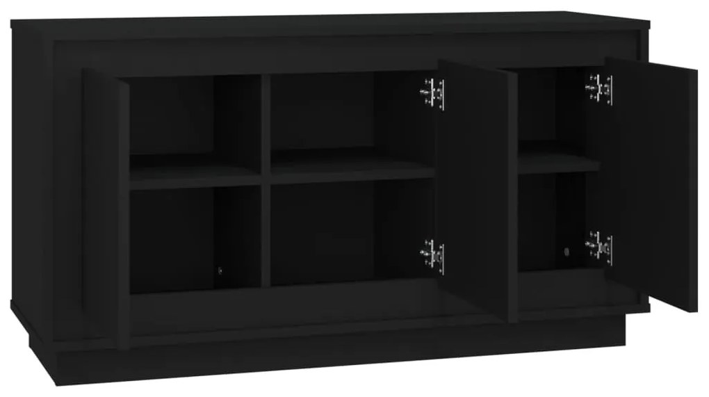 fekete szerelt fa tálalószekrény 102x35x55 cm