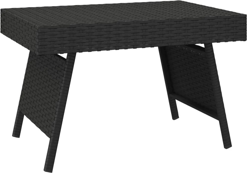 vidaXL fekete összecsukható polyrattan kisasztal 60 x 40 x 38 cm