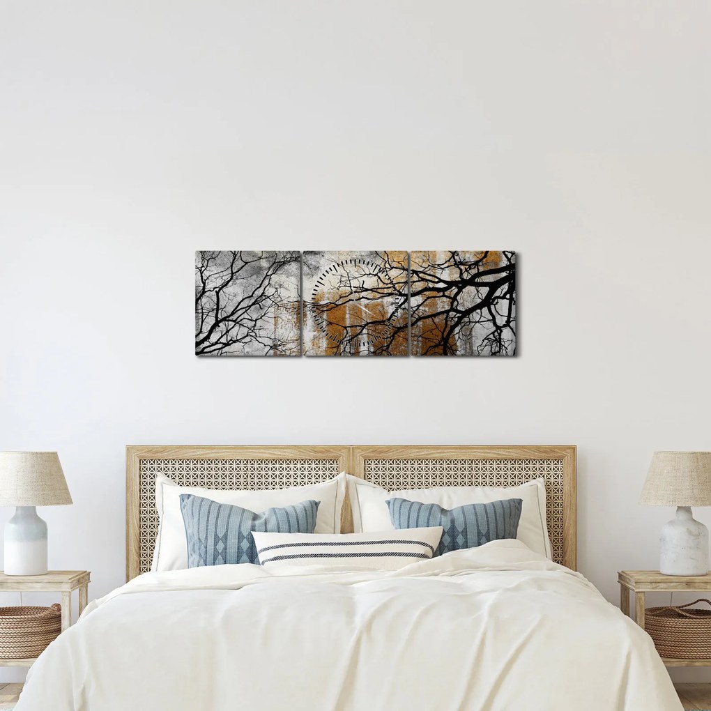 Kép - Fák sziluettek (órával) (90x30 cm)