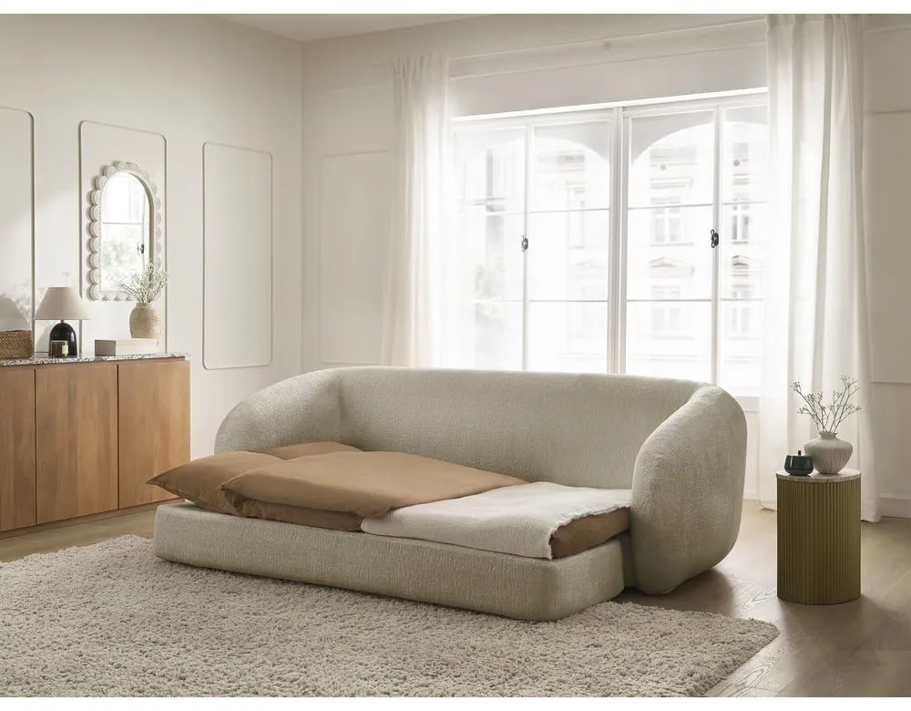 Világosbarna zsenília kinyitható kanapé 228 cm Neyo – Bobochic Paris
