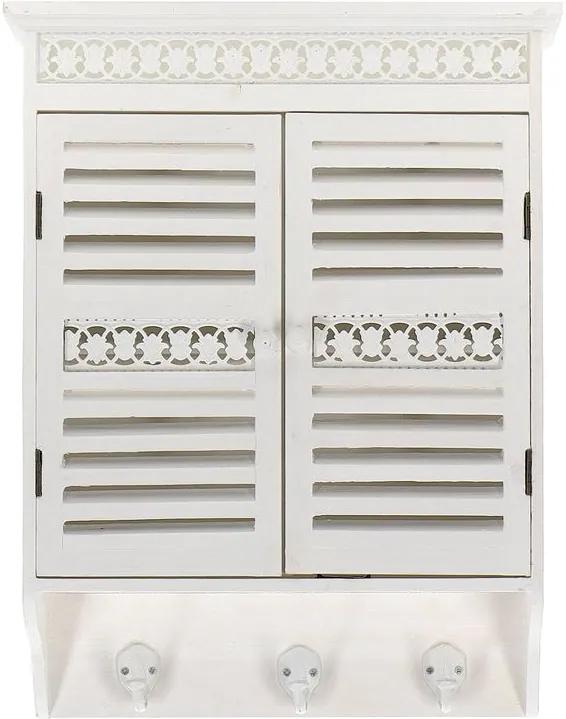 Fa szekrényke fogassal MSL1545 - fehér(43x15x55 cm) - vidékies stílusú
