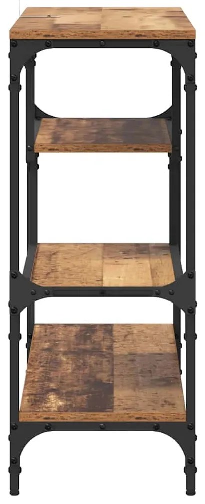 Konzolasztal polcokkal Régi fa 100 x 30 x 75 cm Faanyag