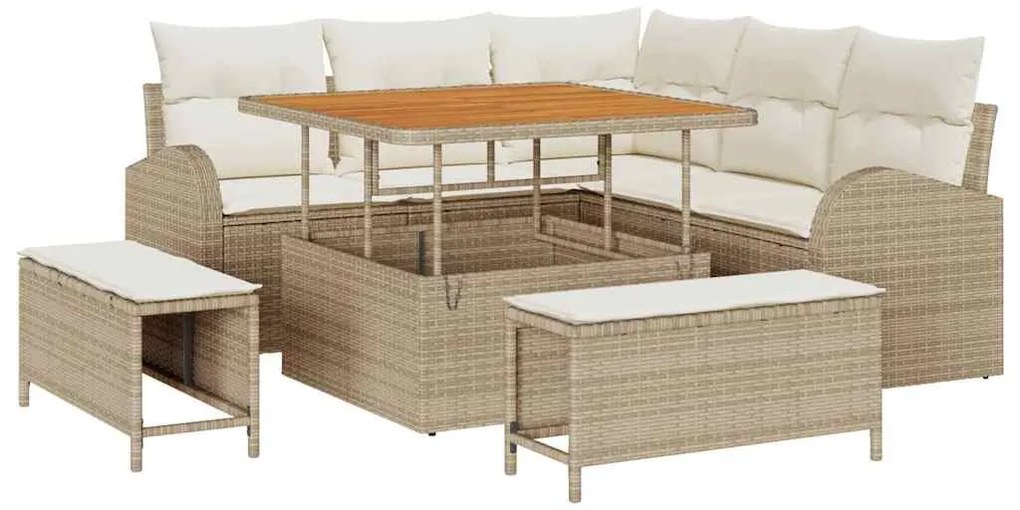 Kerti Kanapé Szett párnával 8 pcs Beige, Krém 100 x 100 x 71 cm