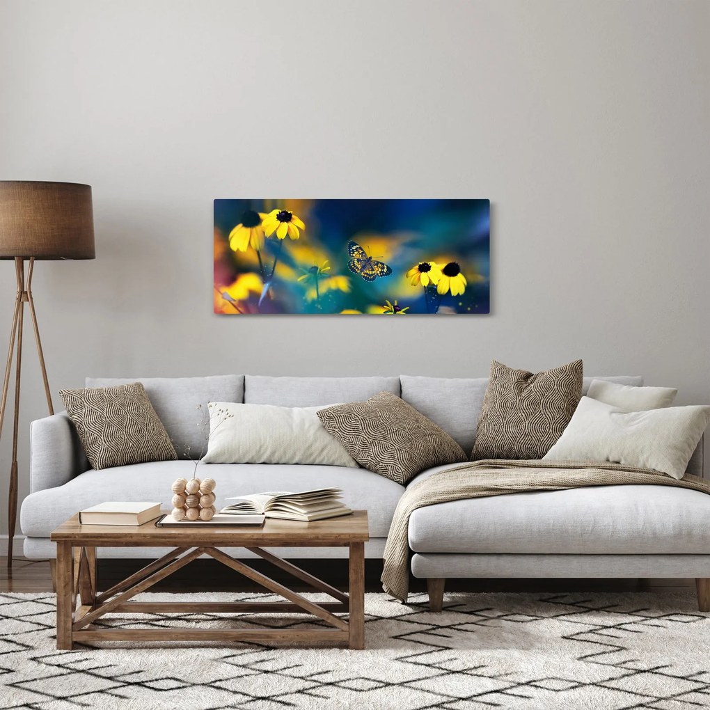 Kép - Sárga pillangó virággal (120x50 cm)
