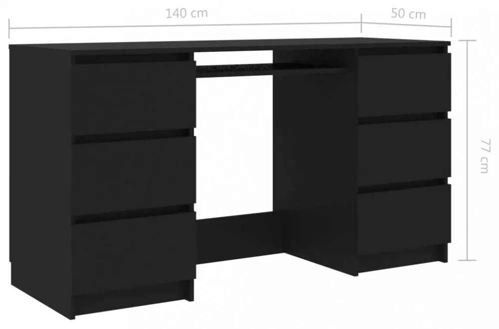 fekete szerelt fa íróasztal 140 x 50 x 77 cm