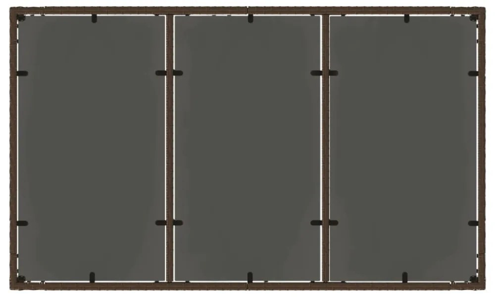 barna polyrattan üveglapos kerti asztal 150 x 90 x 75 cm