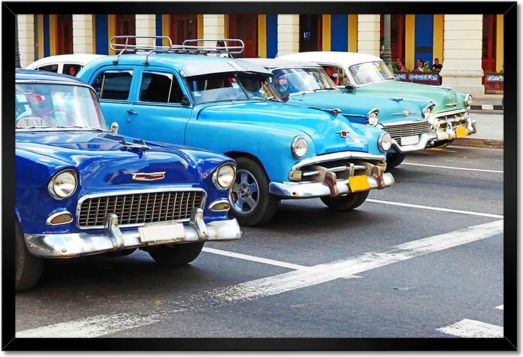 Poszterek keretben 60x40 Kubai autók Kuba