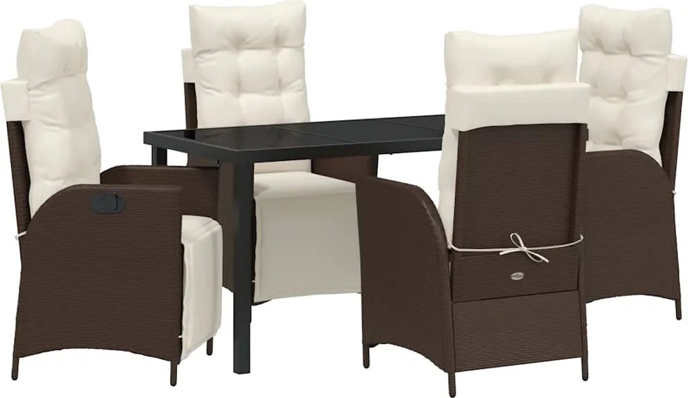 vidaXL Kert étkező szett párnával 5 pcs Barna polirattan