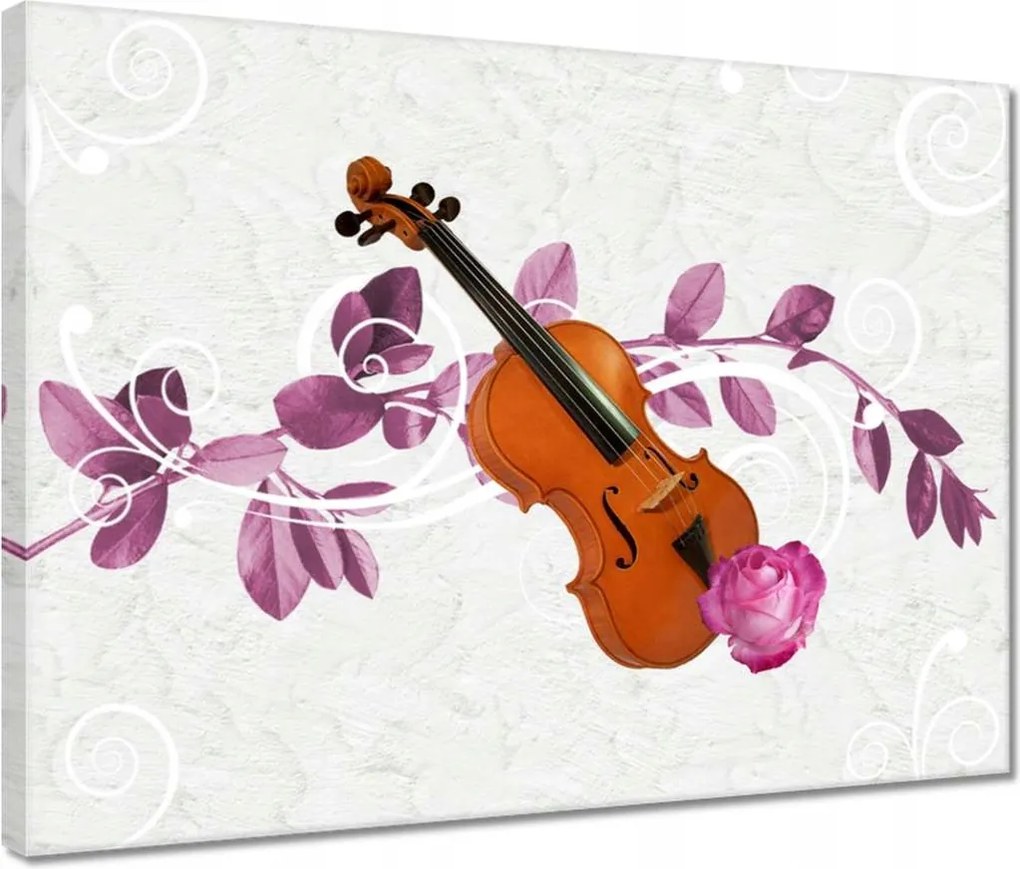 Vászonkép 40x30 Hegedű Zene Virágok