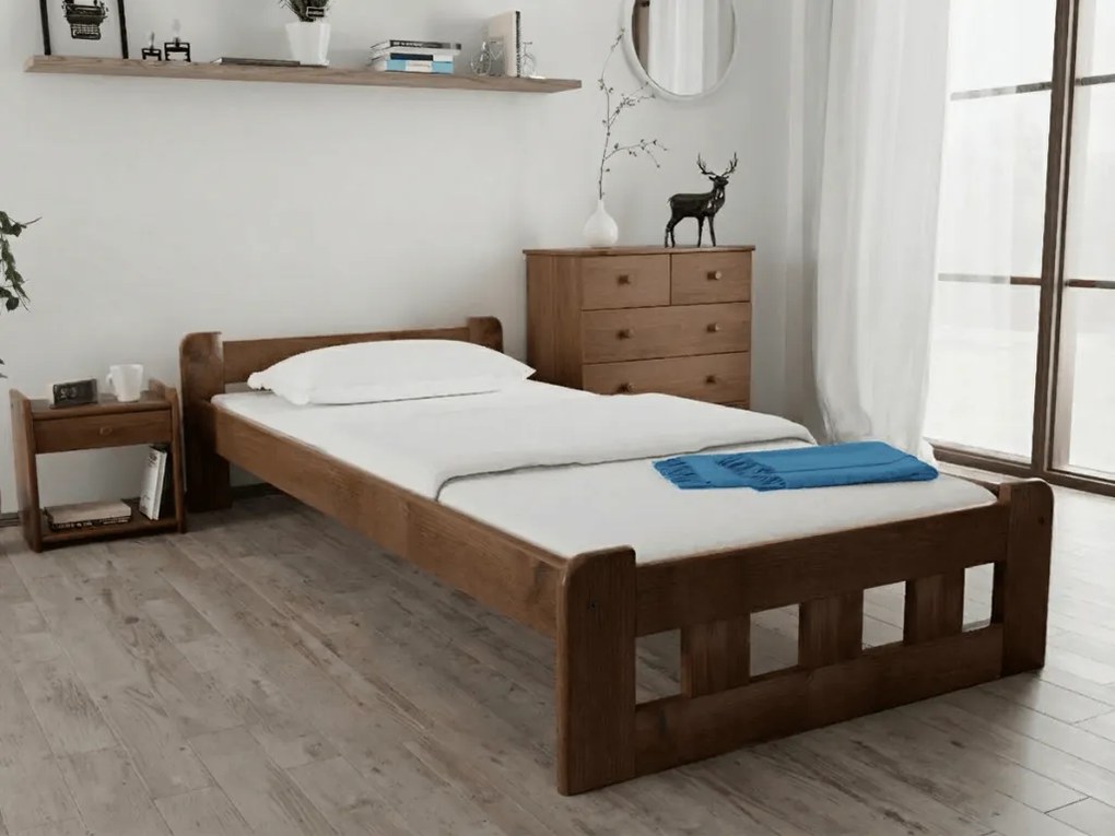 Naomi magasított ágy 90x200 cm, tölgyfa Ágyrács: Ágyrács nélkül, Matrac: Deluxe 10 cm matrac