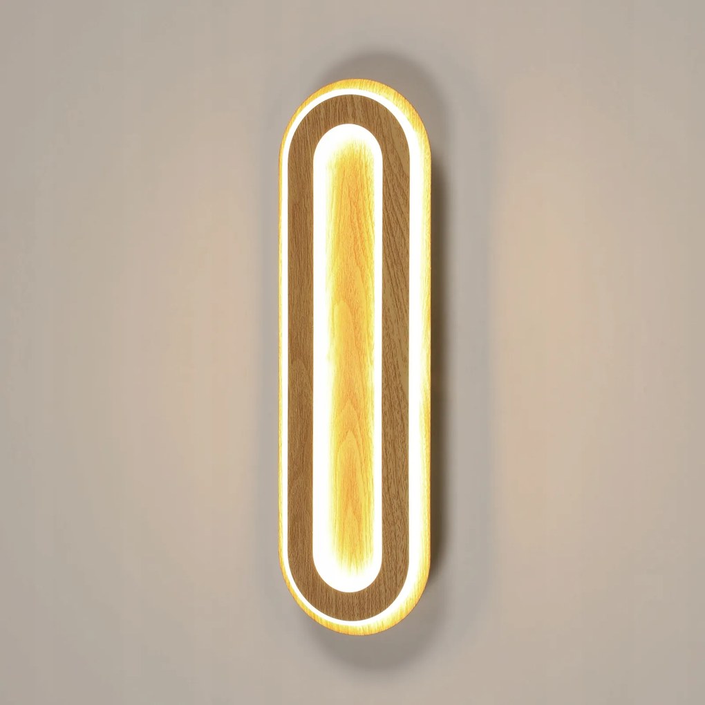 Kinkiet Led Naturalny Kolor Drewna 40 cm Ciepłe Światło 3000K 25 W