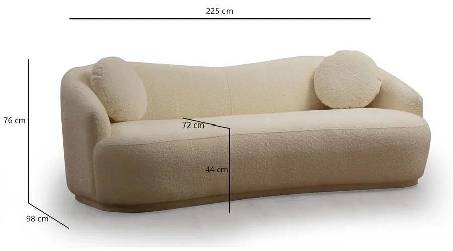 Krémszínű kanapé 225 cm Ancona – Artie