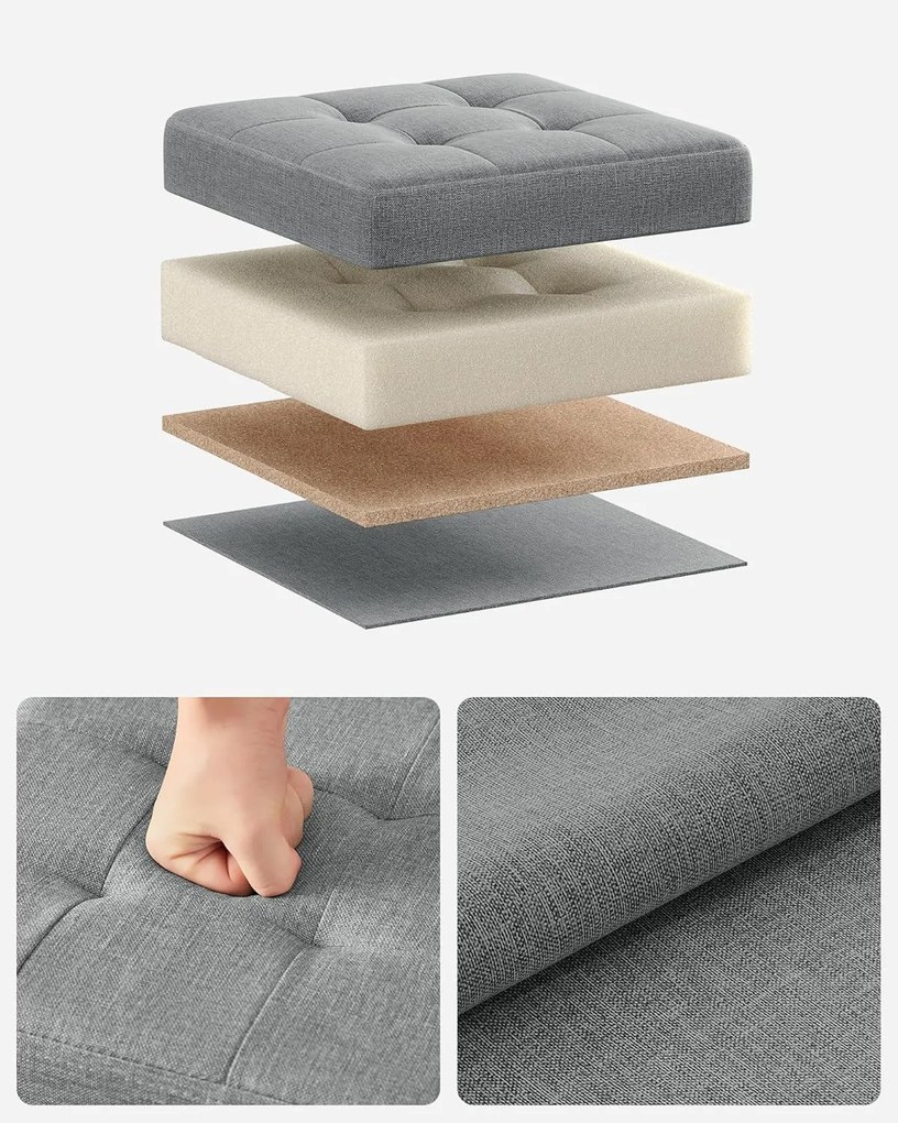 Összecsukható tároló pad, világosszürke 30x30x30cm