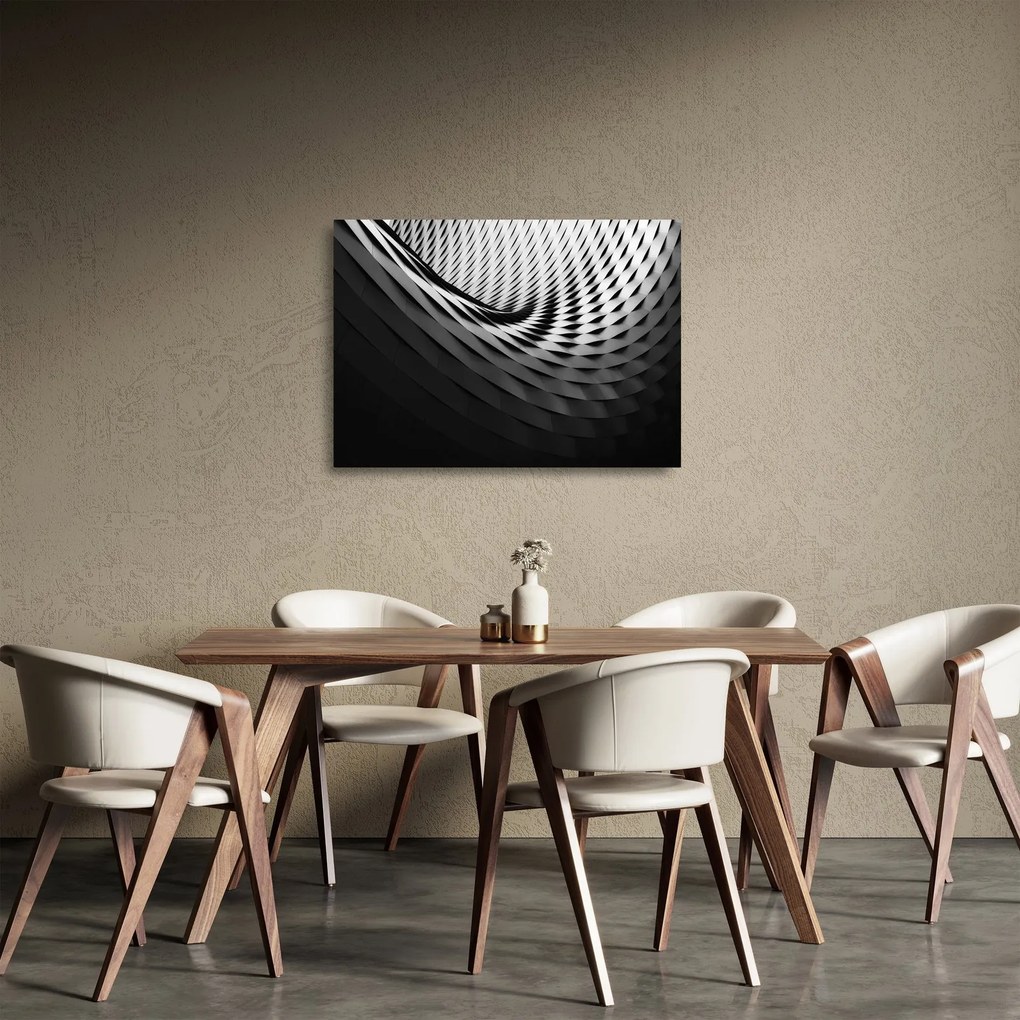 Absztrakt kép - fekete-fehér spirál (üvegen) (70x50 cm)
