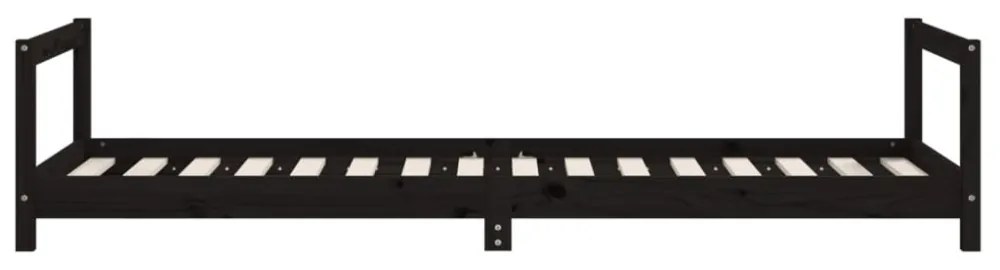 fekete tömör fenyőfa gyerekágykeret 80 x 200 cm